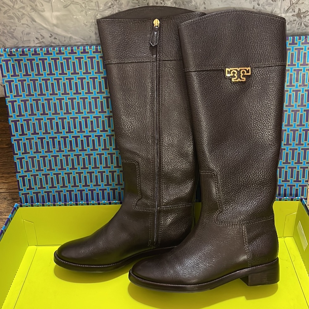 TORY Burch Joana riding boot NWT size 7.5 coconut color - Picture 3 of 11